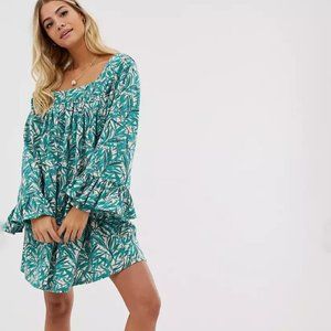 Palm Print Mini Tent Boho Sundress